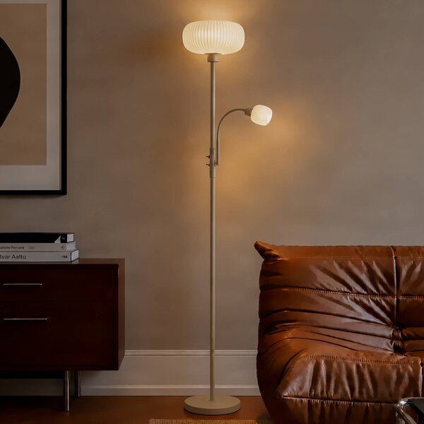 Lampa stojąca Ingrid Lindby, kremowy / amber, salon / jadalnia, metal