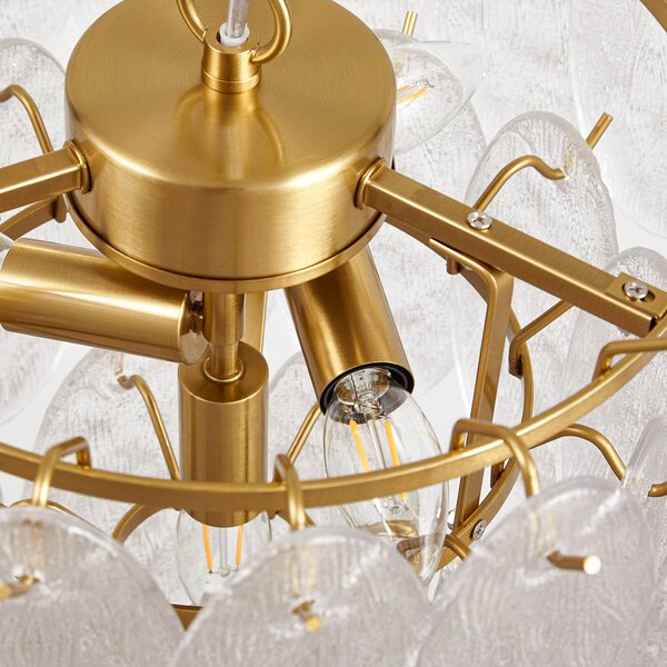 Lampa wisząca Dorothy Lucande, możliwość ściemniania, mosiężny / złoty, salon / jadalnia, szkło, vintage