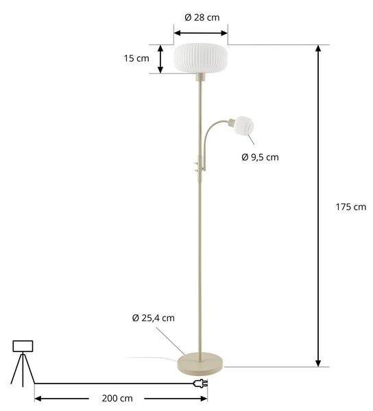 Lampa stojąca Ingrid Lindby, kremowy / amber, salon / jadalnia, metal
