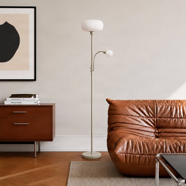 Lampa stojąca Ingrid Lindby, kremowy / amber, salon / jadalnia, metal