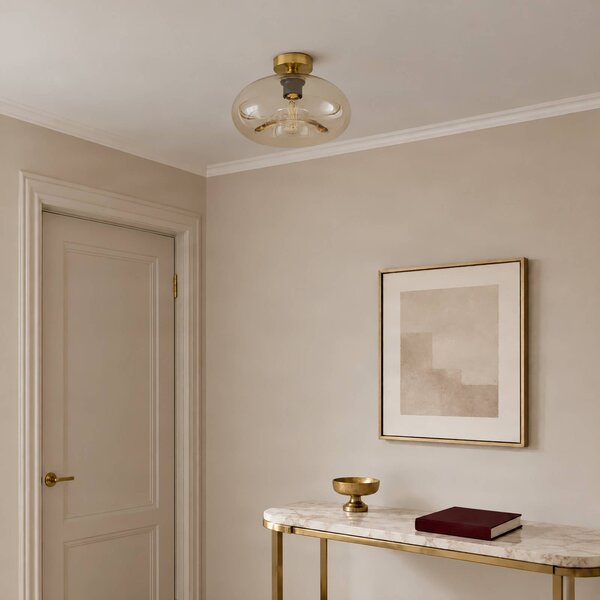 Lampa sufitowa Zehra Lindby, możliwość ściemniania, kremowy / amber, salon / jadalnia, szkło, vintage