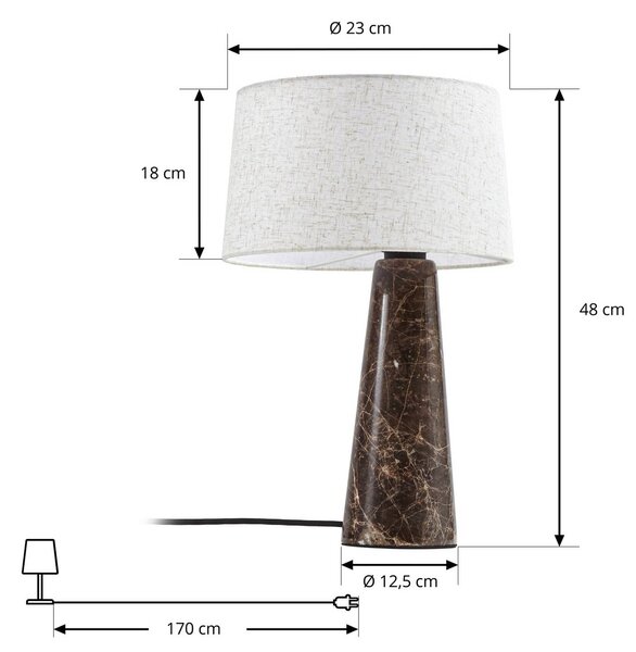 Lampa stołowa Peyton Lucande, brązowy / rdzawy, salon / jadalnia, kamień, design