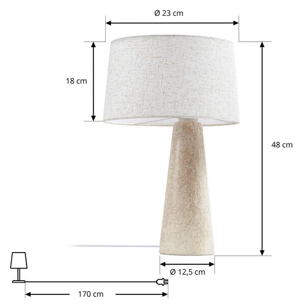 Lampa stołowa Peyton Lucande, kremowy / amber, salon / jadalnia, kamień, design