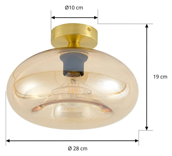 Lampa sufitowa Zehra Lindby, możliwość ściemniania, kremowy / amber, salon / jadalnia, szkło, vintage