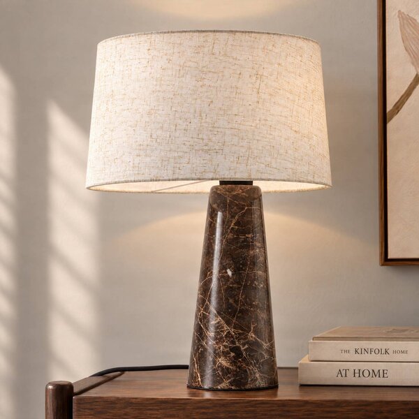 Lampa stołowa Peyton Lucande, brązowy / rdzawy, salon / jadalnia, kamień, design