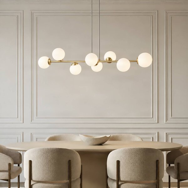 Lampa wisząca Isamer Lindby, możliwość ściemniania, mosiężny / złoty, salon / jadalnia, metal, nowoczesny