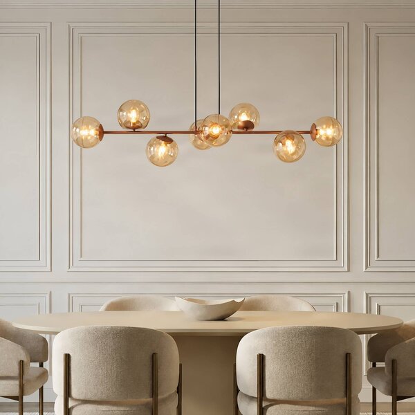 Lampa wisząca Isamer Lindby, możliwość ściemniania, brązowy / rdzawy, salon / jadalnia, metal, nowoczesny