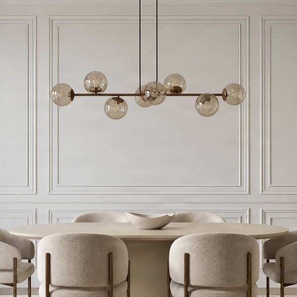 Lampa wisząca Isamer Lindby, możliwość ściemniania, brązowy / rdzawy, salon / jadalnia, metal, nowoczesny