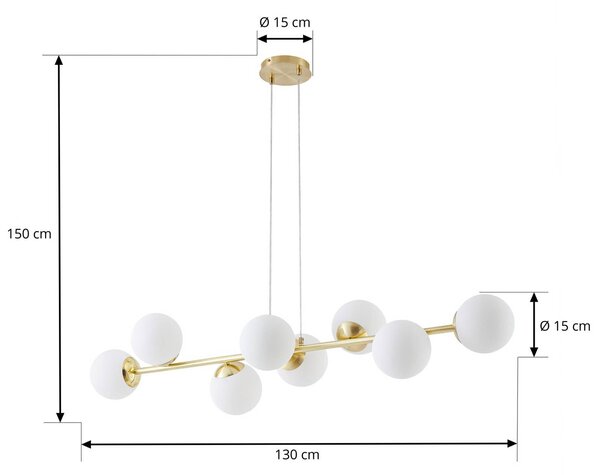 Lampa wisząca Isamer Lindby, możliwość ściemniania, mosiężny / złoty, salon / jadalnia, metal, nowoczesny