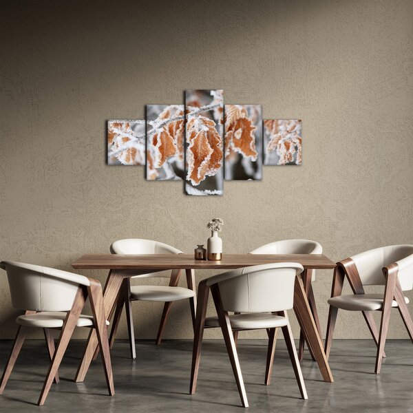 Obraz - Zamarznięte liście (125x70 cm)