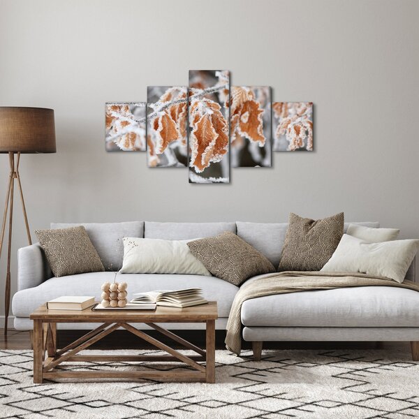 Obraz - Zamarznięte liście (125x70 cm)