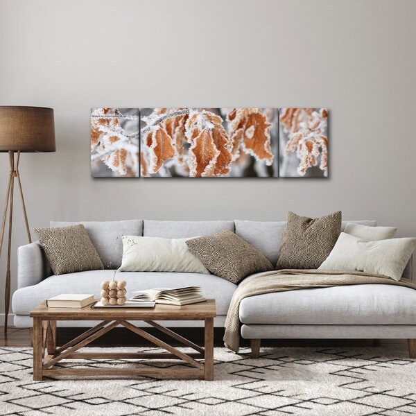Obraz - Zamarznięte liście (170x50 cm)