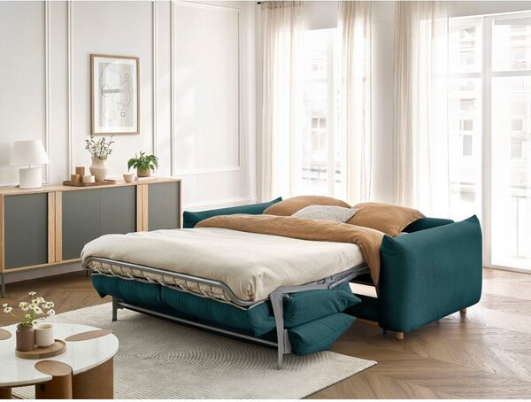 Niebieska rozkładana sofa 214 cm Ernest – Bobochic Paris
