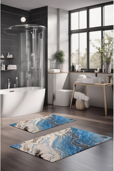 Niebieskie dywaniki łazienkowe zestaw 2 szt. 60x100 cm – Foutastic