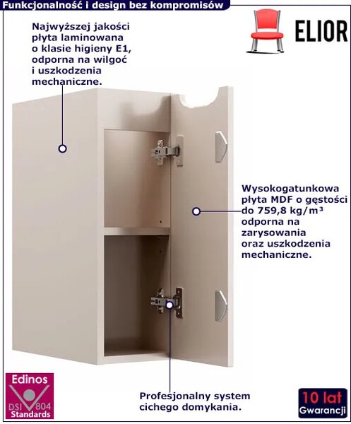 Wąska wisząca szafka łazienkowa w kolorze cashmere M3-S36