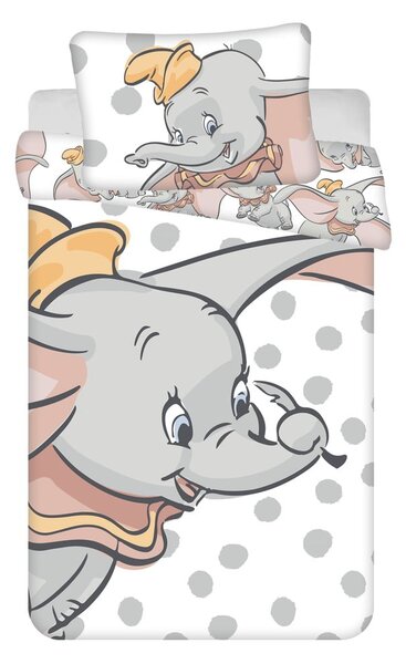 Biało-szara bawełniana pościel dziecięca do łóżeczka 100x135 cm Dumbo "Dots" – Jerry Fabrics