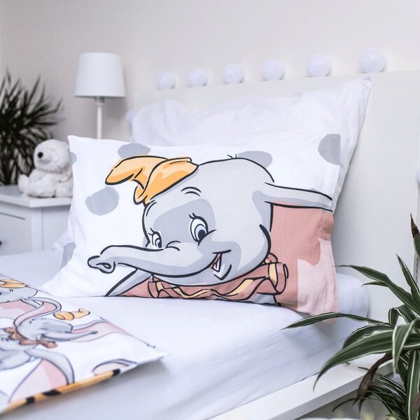 Biało-szara bawełniana pościel dziecięca do łóżeczka 100x135 cm Dumbo "Dots" – Jerry Fabrics