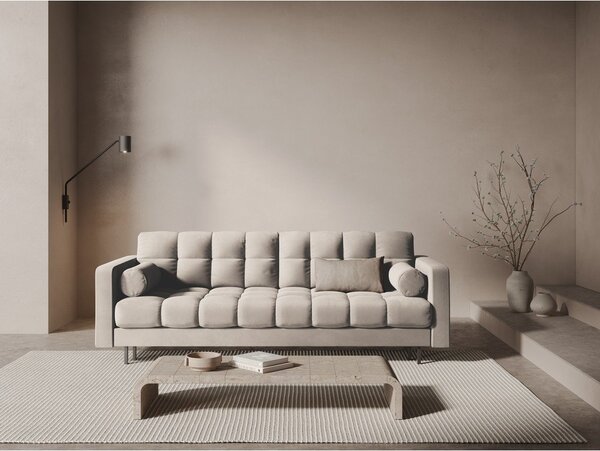 Beżowa aksamitna rozkładana sofa ze schowkiem 222 cm Bali – Cosmopolitan Design