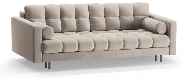 Beżowa aksamitna rozkładana sofa ze schowkiem 222 cm Bali – Cosmopolitan Design