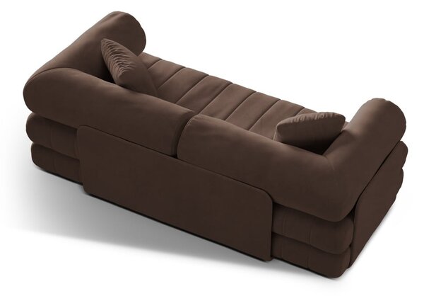 Brązowa aksamitna rozkładana sofa 206 cm Kemi – Cosmopolitan Design