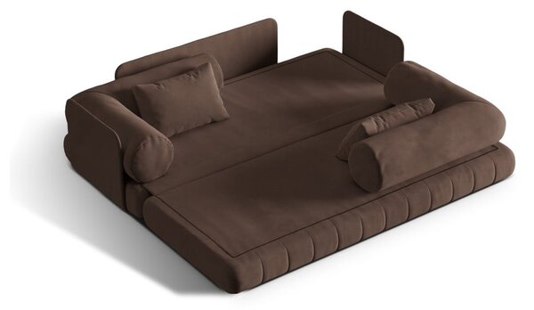 Brązowa aksamitna rozkładana sofa 206 cm Kemi – Cosmopolitan Design