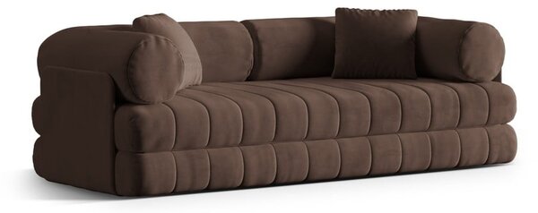 Brązowa aksamitna rozkładana sofa 206 cm Kemi – Cosmopolitan Design