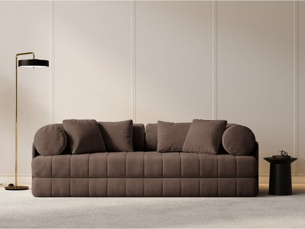 Brązowa aksamitna rozkładana sofa 206 cm Kemi – Cosmopolitan Design
