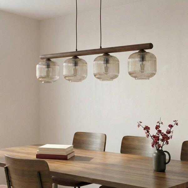 Lampa wisząca szklana Salvia TK Lighting, możliwość ściemniania, ciemne drewno, salon / jadalnia, drewno