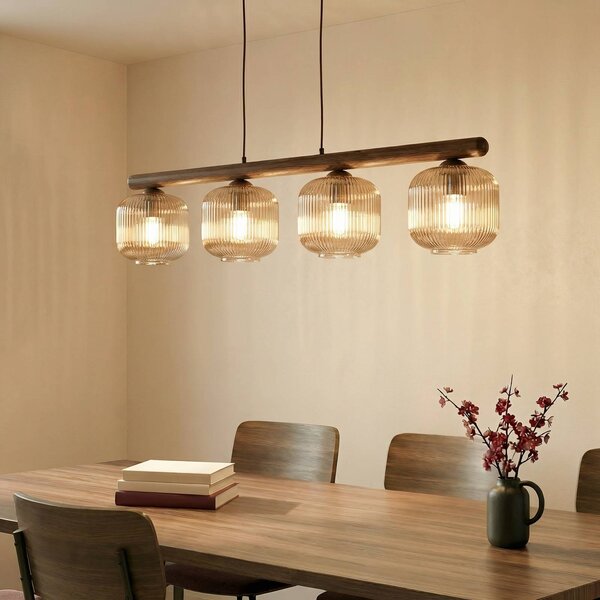 Lampa wisząca szklana Salvia TK Lighting, możliwość ściemniania, ciemne drewno, salon / jadalnia, drewno