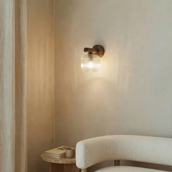 Kinkiet Salvia TK Lighting, możliwość ściemniania, ciemne drewno, salon / jadalnia, drewno
