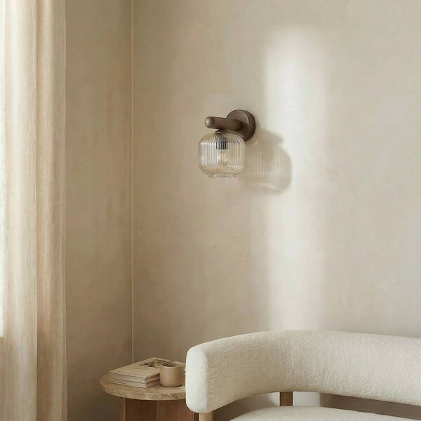 Kinkiet Salvia TK Lighting, możliwość ściemniania, ciemne drewno, salon / jadalnia, drewno