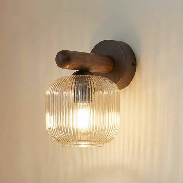 Kinkiet Salvia TK Lighting, możliwość ściemniania, ciemne drewno, salon / jadalnia, drewno