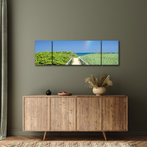 Obraz - Krajobraz i tęcza (170x50 cm)