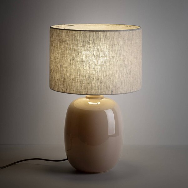 Lampa stołowa Melody TK Lighting, kremowy / amber, salon / jadalnia, tkanina / materiał / jedwab