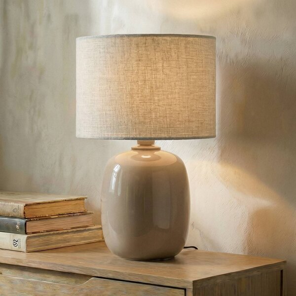 Lampa stołowa Melody TK Lighting, kremowy / amber, salon / jadalnia, tkanina / materiał / jedwab