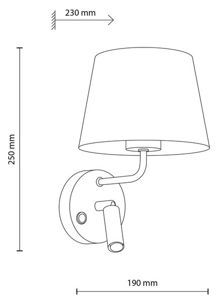 Kinkiet Maja, piaskowy, tekstylny, lampka do czytania, wysokość 25 cm Maja TK Lighting, możliwość ściemniania, kremowy / amber, sypialnia, tkanina / materiał / jedwab