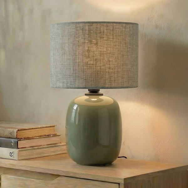 Lampa stołowa Melody TK Lighting, zielony, salon / jadalnia, tkanina / materiał / jedwab