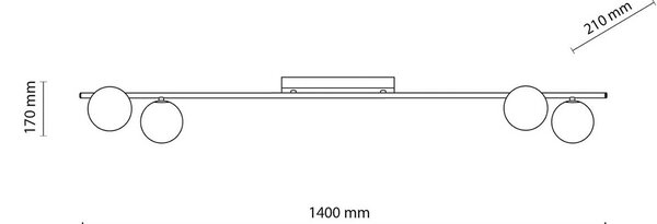 Lampa sufitowa Imelo TK Lighting, możliwość ściemniania, brązowy / rdzawy, sypialnia, szkło