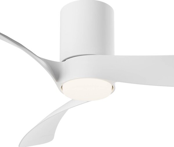 Mantra Iluminación Wentylator sufitowy LED Nemo II L, biały, DC, cichy, CCT, 132 cm możliwość ściemniania, biały / opal, salon / jadalnia, metal, nowoczesny