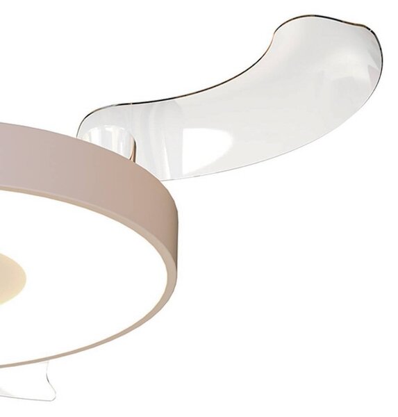 Mantra Iluminación Inteligentny wentylator sufitowy LED Coin Mini, beżowo-biały, DC, cichy możliwość ściemniania, kremowy / amber, salon / jadalnia, metal, nowoczesny
