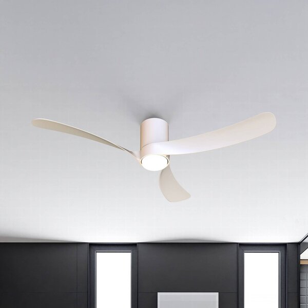 Mantra Iluminación Wentylator sufitowy LED Nemo II L, biały, DC, cichy, CCT, 132 cm możliwość ściemniania, biały / opal, salon / jadalnia, metal, nowoczesny