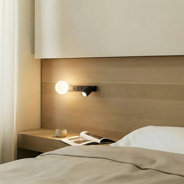 Kinkiet Vox TK Lighting, możliwość ściemniania, czarny, salon / jadalnia, szkło