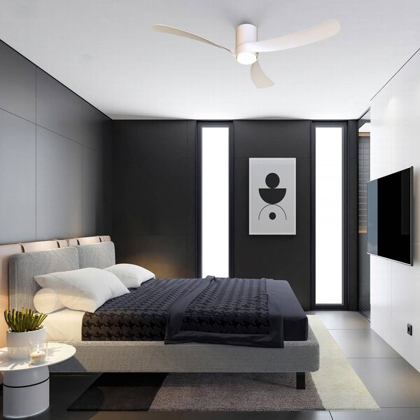 Mantra Iluminación Wentylator sufitowy LED Nemo II L, biały, DC, cichy, CCT, 132 cm możliwość ściemniania, biały / opal, salon / jadalnia, metal, nowoczesny