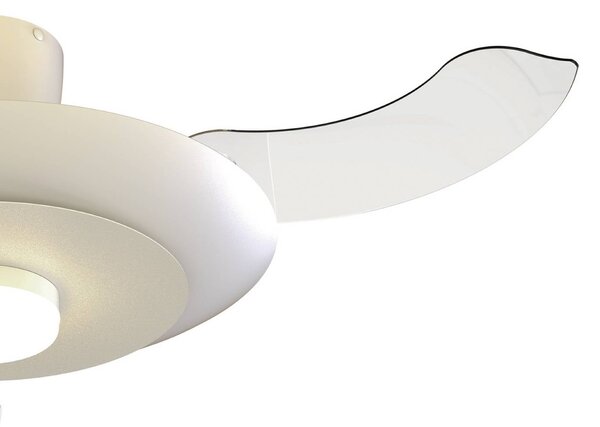 Mantra Iluminación Wentylator sufitowy LED Kyoto, biały, DC, cichy, CCT, 106 cm możliwość ściemniania, biały / opal, salon / jadalnia, metal, nowoczesny