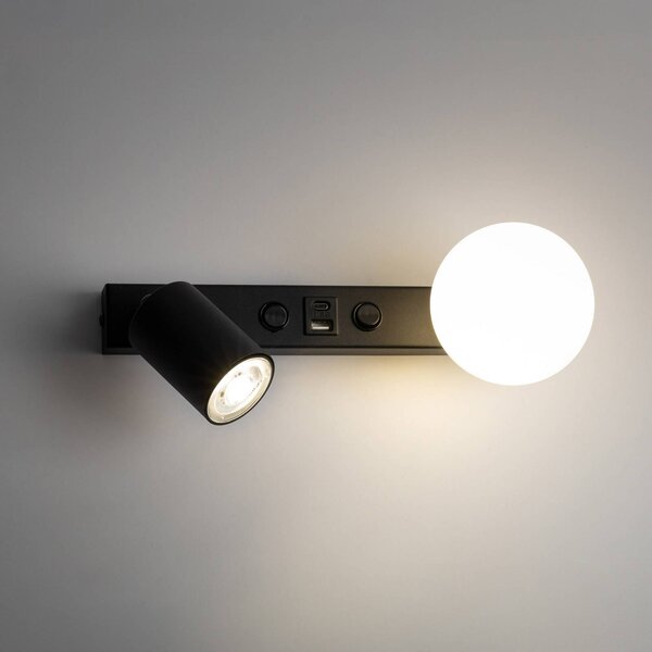 Kinkiet Vox TK Lighting, możliwość ściemniania, czarny, salon / jadalnia, szkło