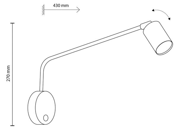 Kinkiet Nex TK Lighting, możliwość ściemniania, czarny, salon / jadalnia, metal