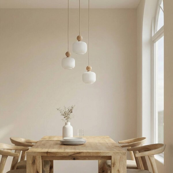 Lampa wisząca szklana Ballo TK Lighting, możliwość ściemniania, kremowy / amber, salon / jadalnia, szkło