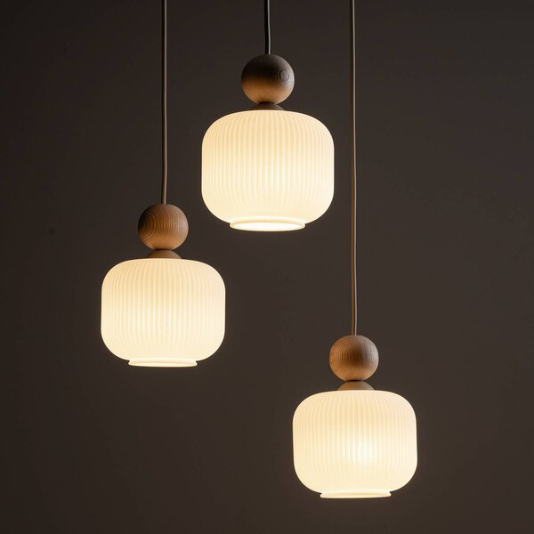 Lampa wisząca szklana Ballo TK Lighting, możliwość ściemniania, kremowy / amber, salon / jadalnia, szkło