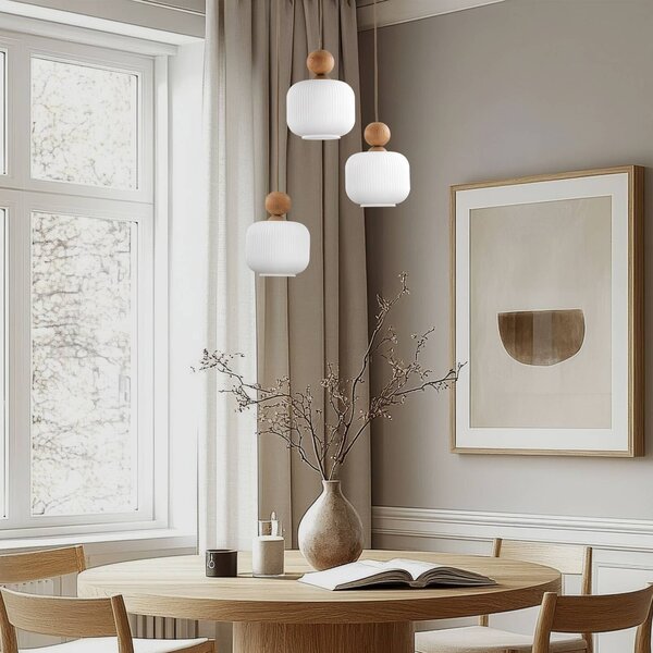Lampa wisząca szklana Ballo TK Lighting, możliwość ściemniania, kremowy / amber, salon / jadalnia, szkło