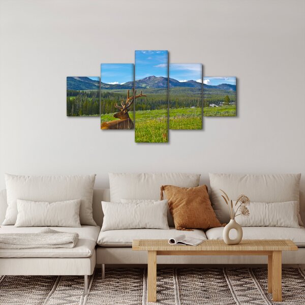 Obraz - Jeleń na łące (125x70 cm)